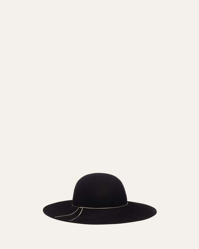 Honey Chain-Trimmed Wool Felt Fedora